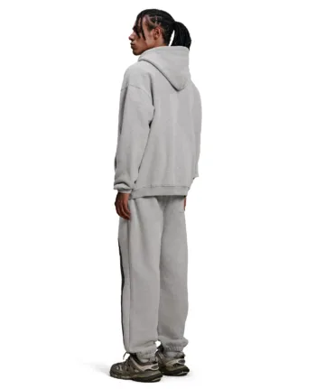 C-HL1221 Snow Wash Distressed Seam Colorblock Tape Fleece Hoodie