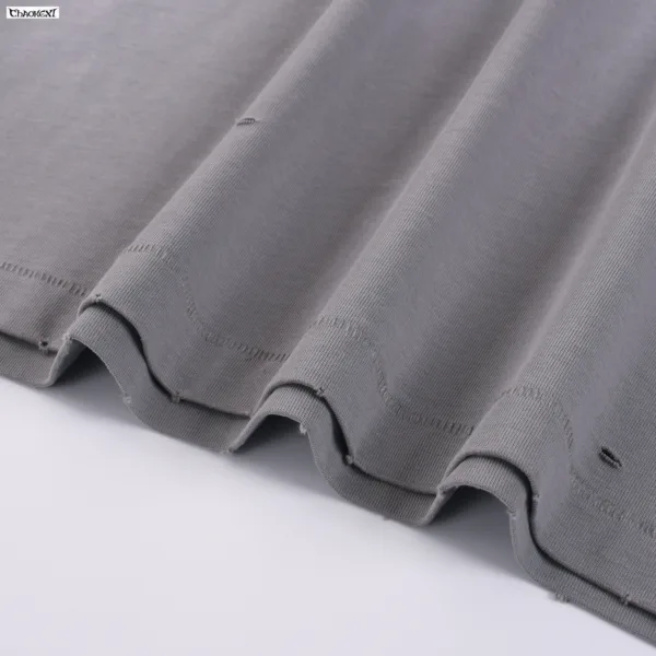 C-HL6624 Spray Monkey Ripped & Distressed Frayed Edge Short Sleeve Tee