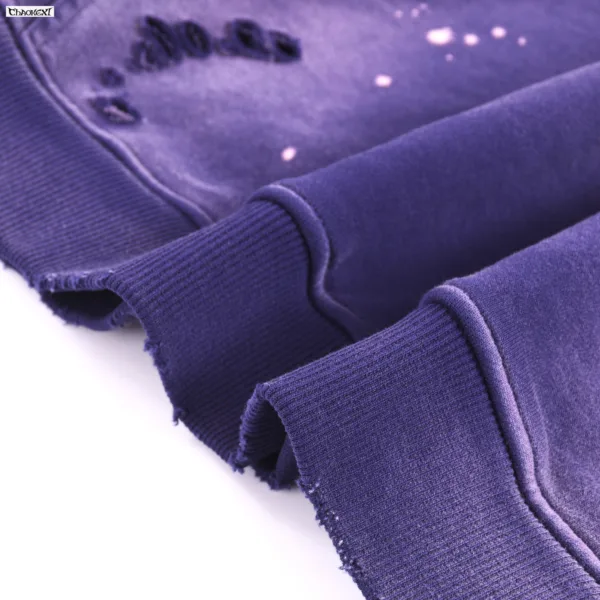 C-HL1223 Monkey Spray Faded Irregular Eroded Heavy Distressed Hoodie