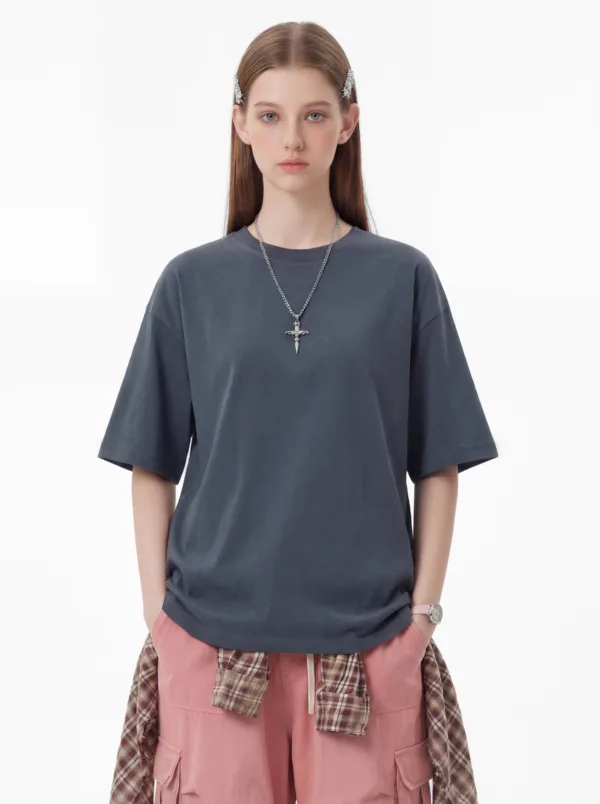 C-K1165 Sorona Drop Shoulder Mint Ice Cream T-Shirt