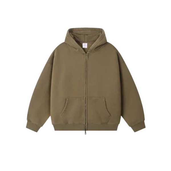 C-HL1216 Batik Washed Vintage Fleece Double-Zip Sweatshirt