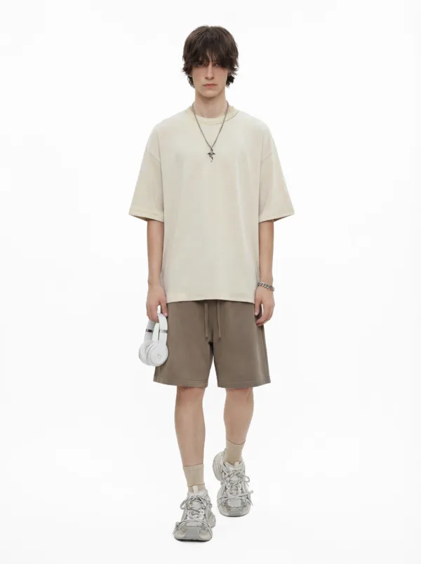 C-S26003 Snow Wash Embroidered Reverse Seam Pure Cotton T-Shirt