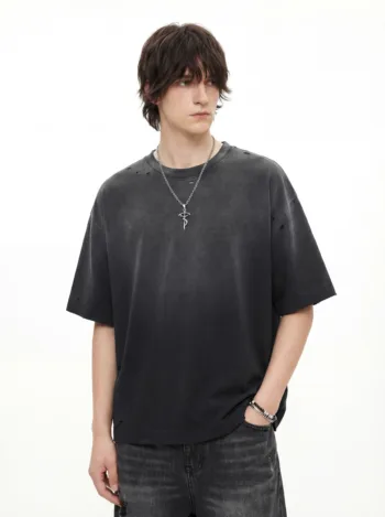 C-K1160 Washed Shoulder Distressed 305GSM T-Shirt