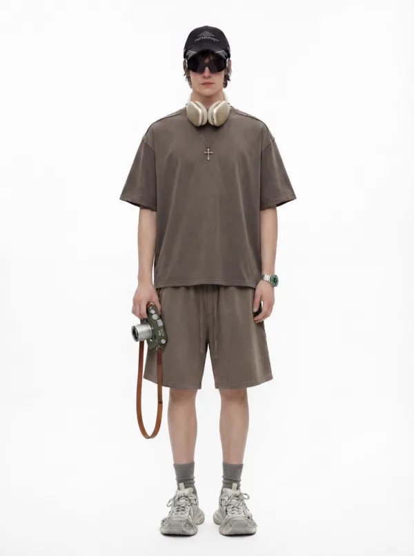 C-S26009 + S26008 Retro Striped Washed Co-ord Set