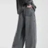 C-1258 High Street Spliced Raw Hem Washed Leisure Pants