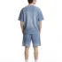 C-K1173 + C-K1174 Waffle Knit Contrast Topstitch Monkey Wash Fade Gradient Two-Piece Set