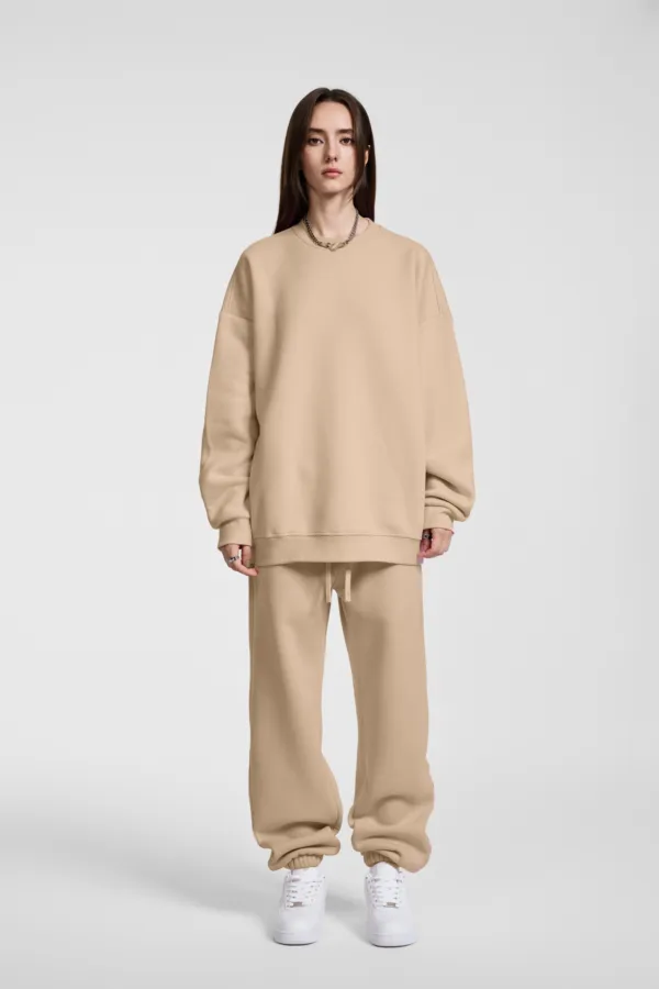 C-HL23803 Fleece-Lined Thickened Loose Crewneck Sweatshirt