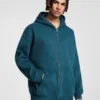 C-HL23805 Fleece-Lined Thickened Loose-Fit Zip-Up Hooded Sweatshirt