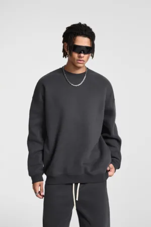 e96f8de0 C-HL23803 Fleece-Lined Thickened Loose Crewneck Sweatshirt