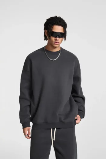 C-HL23803 Fleece-Lined Thickened Loose Crewneck Sweatshirt
