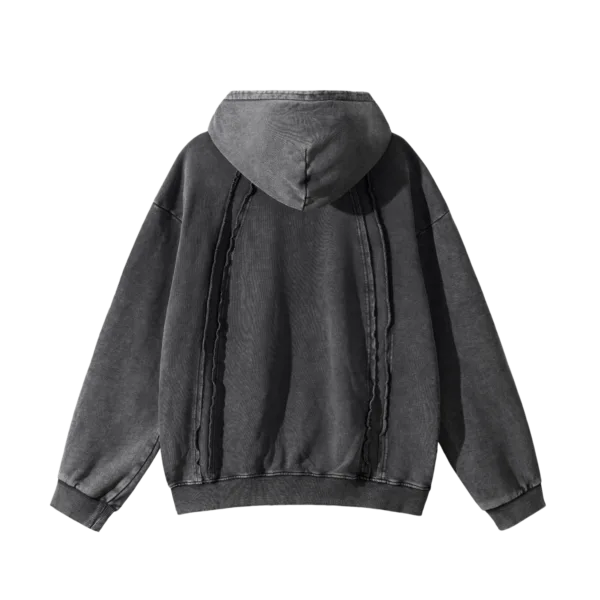 C-25277 High Street Patchwork Frayed Edge Distressed Hoodie