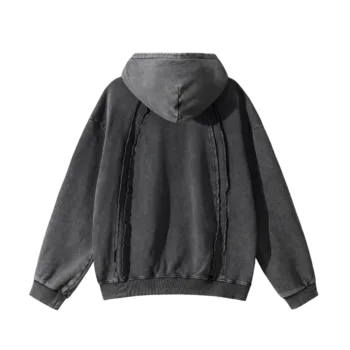 C-25277 High Street Patchwork Frayed Edge Distressed Hoodie