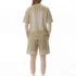 C-K1173 + C-K1174 Waffle Knit Contrast Topstitch Monkey Wash Fade Gradient Two-Piece Set