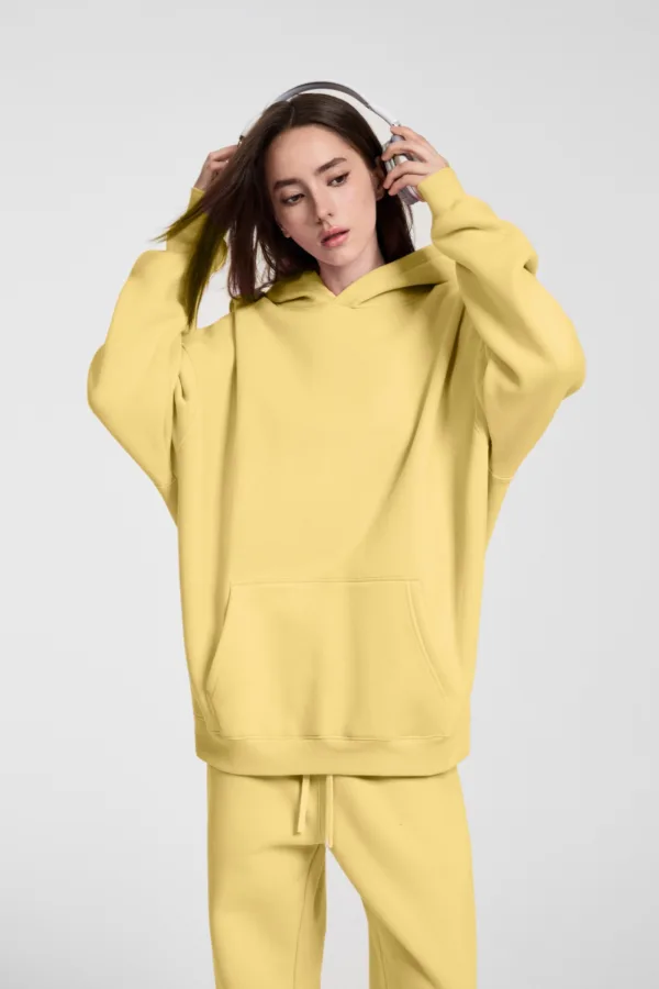 C-HL23807 Fleece-Lined Thickened Loose-Fit Hooded Sweatshirt