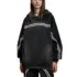 C-HL1221 Snow Wash Distressed Seam Colorblock Tape Fleece Hoodie