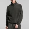 C-265 Fleece Lined Monkey Wash Half-Zip Stand-Up Collar Sweatshirt
