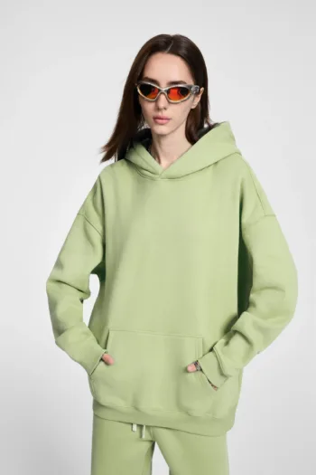 C-HL23807 Fleece-Lined Thickened Loose-Fit Hooded Sweatshirt