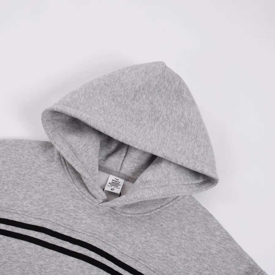 Snow Wash Fleece Hoodie Manufacturer | Distressed Seam Colorblock Tape Design | OEM ODM Clothing Factory | RAWX - Image 3