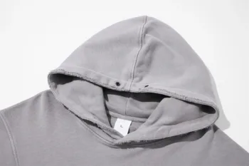 C-1255 Distressed Rivet Patchwork Pocket Hoodie
