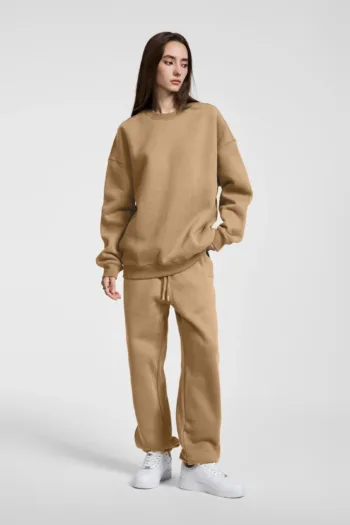 C-HL23803 Fleece-Lined Thickened Loose Crewneck Sweatshirt
