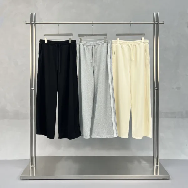 C-90989 Raw Hem Tape Spliced Loose Straight Casual Trousers