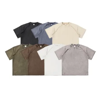 C-HL1243 Batik Raglan Raw Hem 350GSM T-Shirt