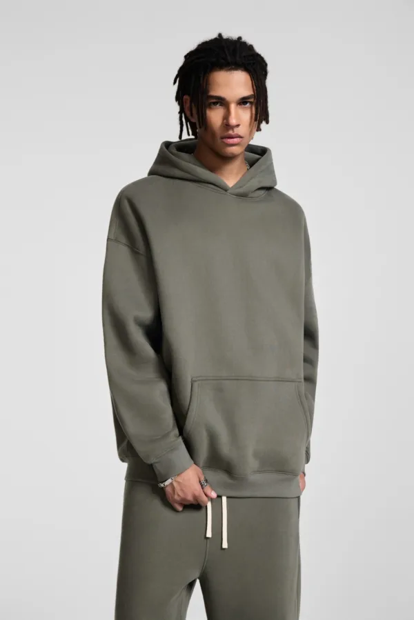 C-HL23807 Fleece-Lined Thickened Loose-Fit Hooded Sweatshirt