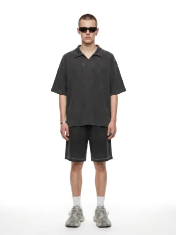 C-k1185 Diamond Textured Waffle Polo 290GSM Short Sleeve Shirt