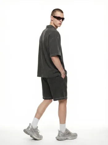 C-k1185 Diamond Textured Waffle Polo 290GSM Short Sleeve Shirt