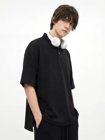 C-HL6605 Diamond Waffle Weave 330GSM Short Sleeve Polo with Side Slits