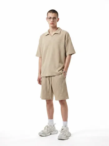 C-k1185 Diamond Textured Waffle Polo 290GSM Short Sleeve Shirt