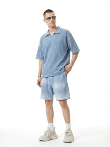 C-k1185 Diamond Textured Waffle Polo 290GSM Short Sleeve Shirt