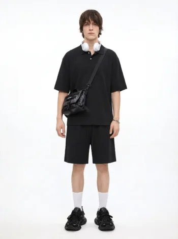 C-HL6605 Diamond Waffle Weave 330GSM Short Sleeve Polo with Side Slits