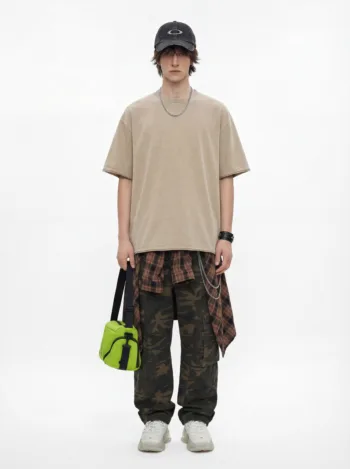 C-HL6615 Frayed Raw Hem Exposed Seam Batik Distressed 275GSM Short Sleeve T-Shirt