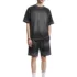 C-K1173 Colorblock Waffle Knit Exposed Stitch Monkey Gradient Spray 290GSM T-Shirt
