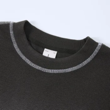 C-K1173 Colorblock Waffle Knit Exposed Stitch Monkey Gradient Spray 290GSM T-Shirt