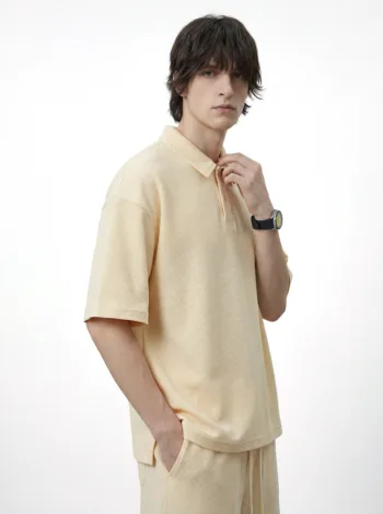 C-HL6605 Diamond Waffle Weave 330GSM Short Sleeve Polo with Side Slits
