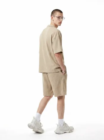 C-k1185 Diamond Textured Waffle Polo 290GSM Short Sleeve Shirt