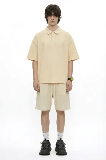 C-HL6605 Diamond Waffle Weave 330GSM Short Sleeve Polo with Side Slits