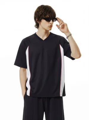 C-K1175 7A Antimicrobial Cool Touch Quick-Dry V-Neck Panelled 240GSM T-Shirt