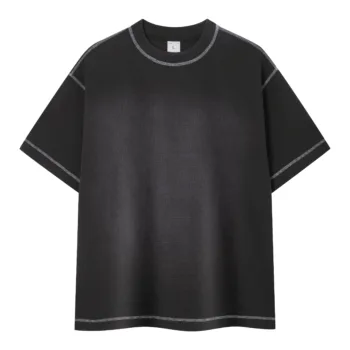 C-K1173 Colorblock Waffle Knit Exposed Stitch Monkey Gradient Spray 290GSM T-Shirt