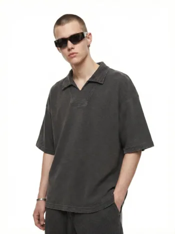 C-k1185 Diamond Textured Waffle Polo 290GSM Short Sleeve Shirt